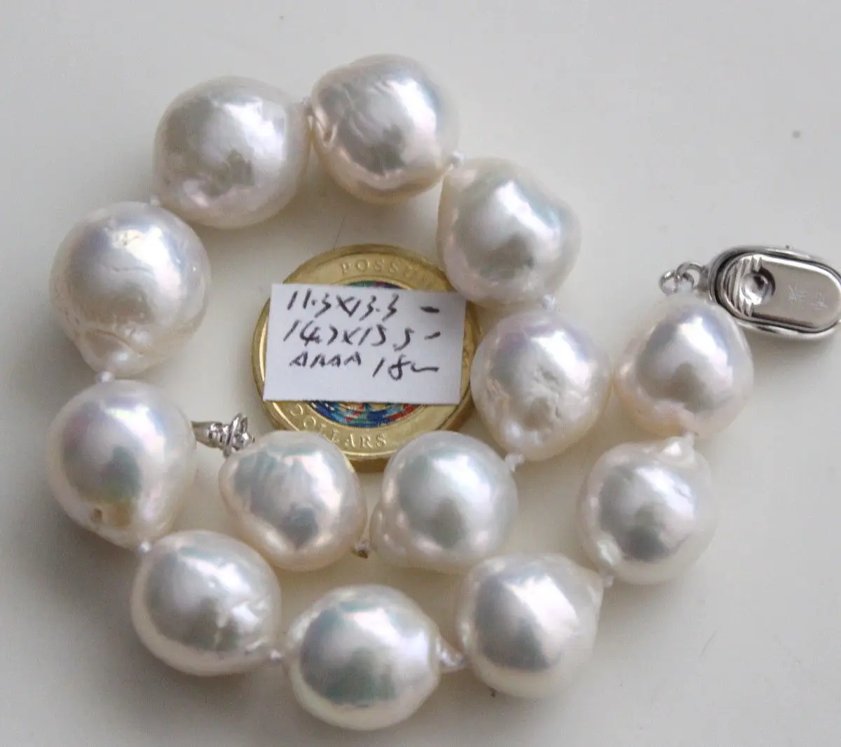 Classic12mm South Sea White Pearl Bracelet 7.5-8\