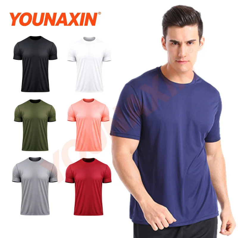 Men Quick-drying Sports Short-sleeved Top Running Basketball T-shirt Loose-fitting Casual Plain-Coloured Yoga Fitness Top M-3XL