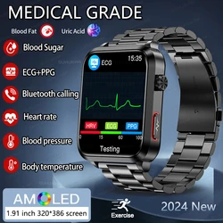 Montres intelligentes de mesure de pression artérielle de précision pour hommes, pompe à air, airbag, ECG, glycémie, lipide, Android, iOS, santé, nouveau