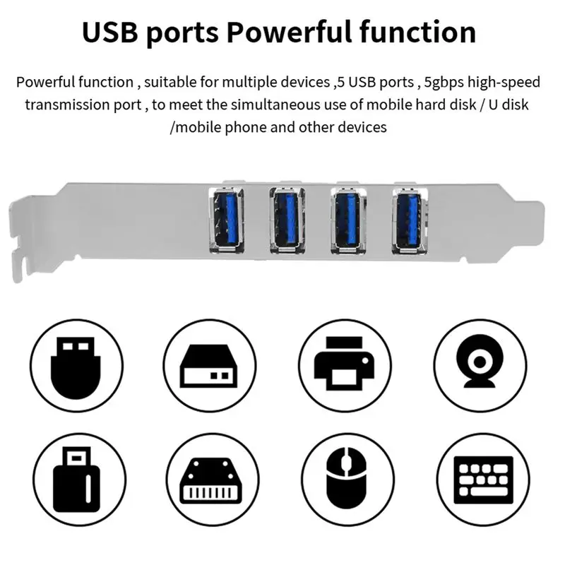 A53M-1 Piece PCI-E 4 Ports USB3.2 Adapter Multiplier PCI-E 1X 4X 16X Controller Add One Cards 5Gbps Green