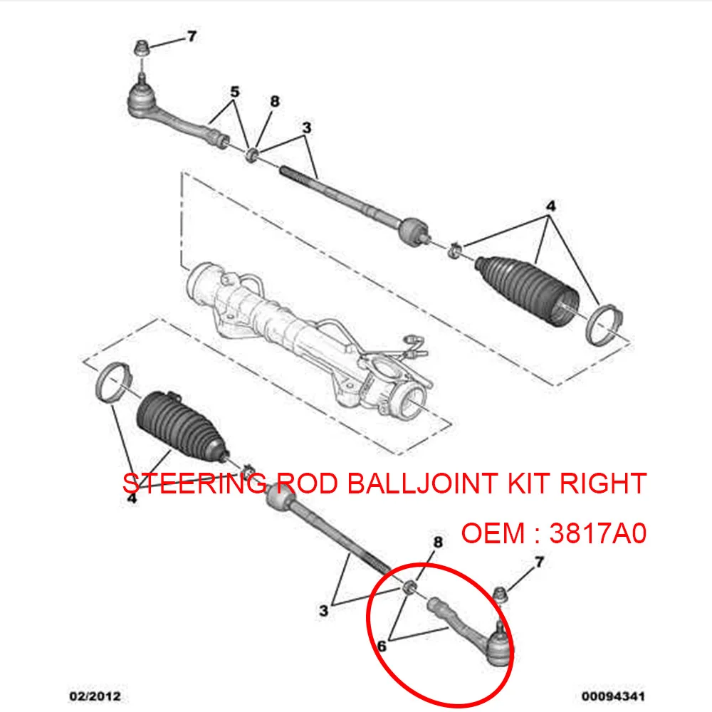 Suitable for Peugeot 308 Chine 408 Citroen C4STEERING ROD BALLJOINT KIT RIGHT Steering rod ball pin assembly 3817A0