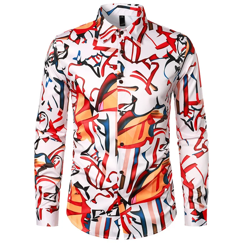 

Men Retro Casual Long Sleeve Printed Shirts