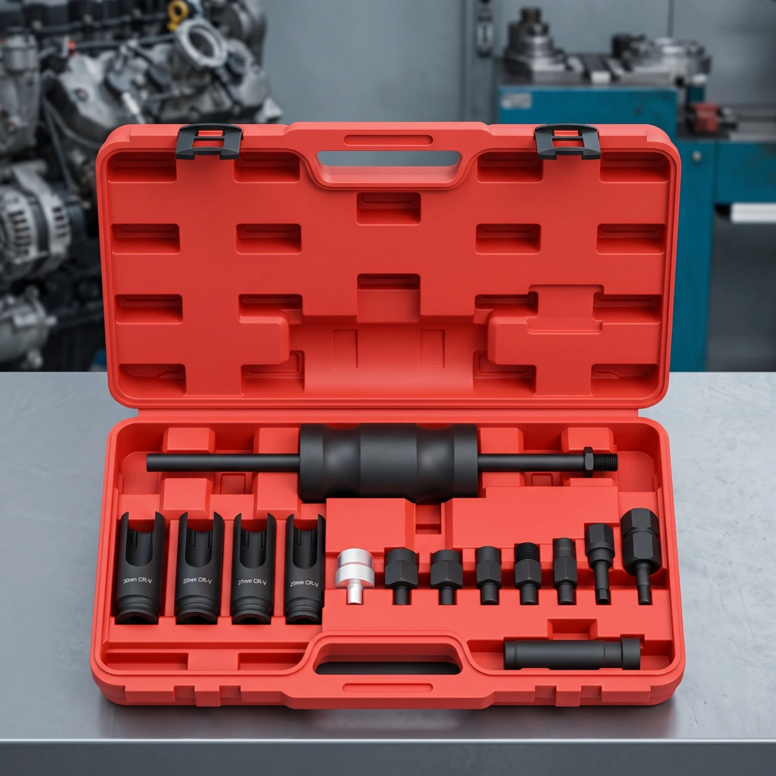 Fuel Injector Puller Heavy-Duty Injector Puller Kit Universal Impact for Mechanics, Workshops, Garages
