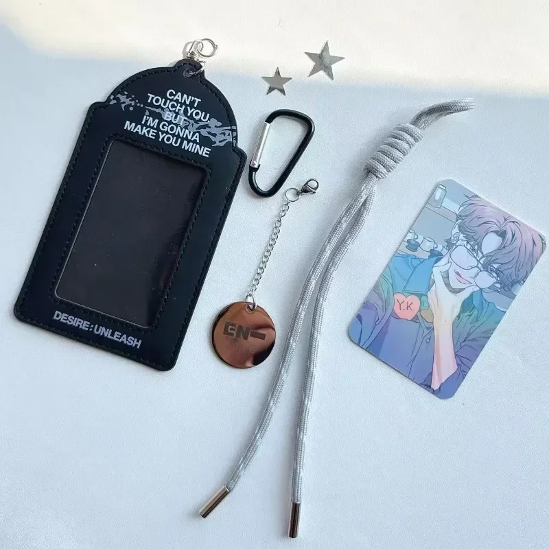 Anime ENHYPENS Merch PU Leather Card Holder 3 Inch Polaroid Photocard Case Kpop Idol Photocard Storage Sleeve Portable Keychain