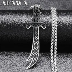 Muslim Islam Knife Necklace Stainless Steel Imam Ali Zulfiqar Sword Arabic Pendant Necklaces Islamic Jewlry colliers N3689S02