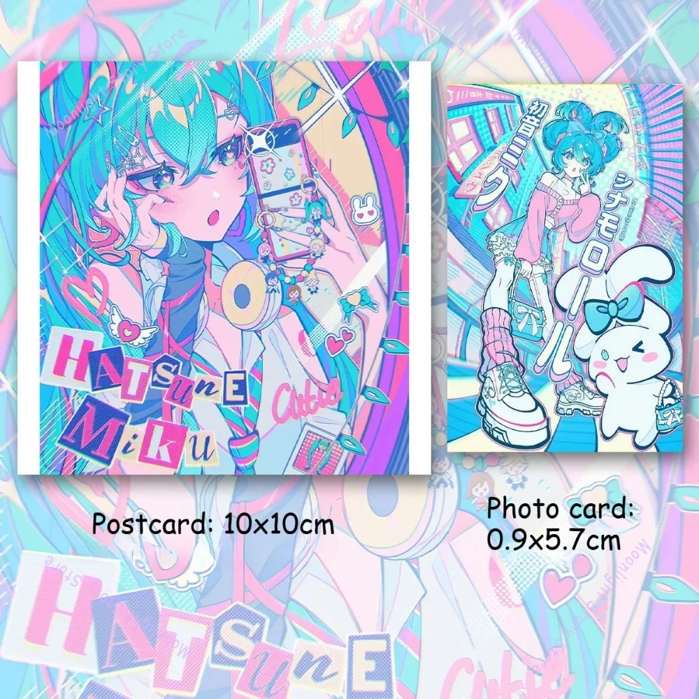 هاتسون ميكو أنيمي ميرش مجموعة مكونة من ست قطع المغني الافتراضي Kagamine رين لين المفاتيح بطاقة بريدية شارة الليزر تذكرة هدية لمحبي أنيمي #4
