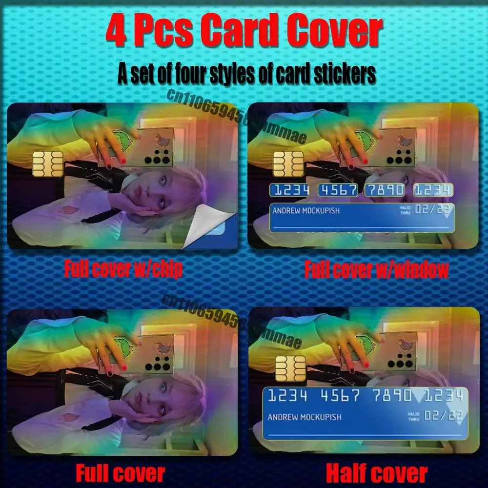 For Emma Myers Credit Bank Sticker ID Access Card Cover Skin Rainbow Color Laser Stickers Film