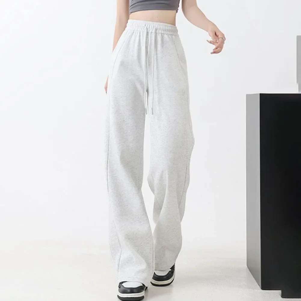 Casual Straight Leg High Waist Sweatpants Casual Daily Wear Microelasticity Fabric Solid Color Pattern All Season Suitable