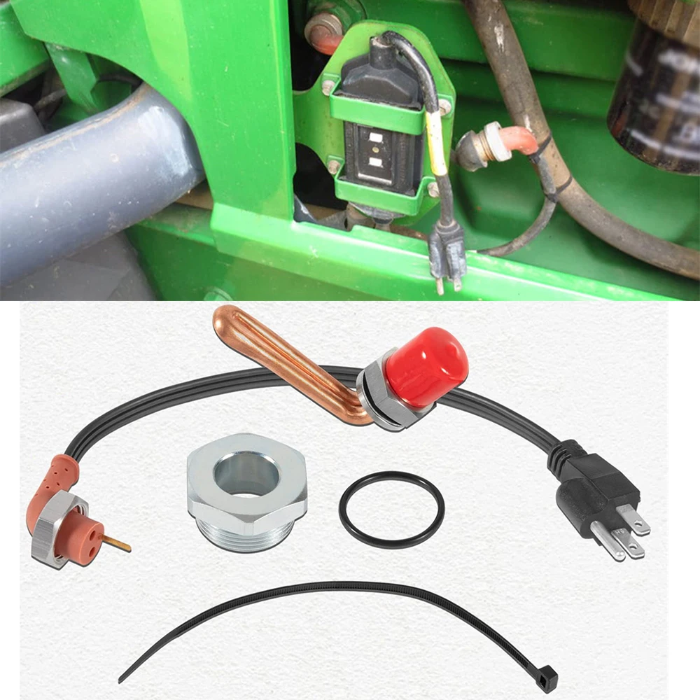 DZ102076 Engine Coolant Heater Kit Engine Block Heater Kit with Power Cord for John Deere Tractors, Replaces RE227949, DZ102076