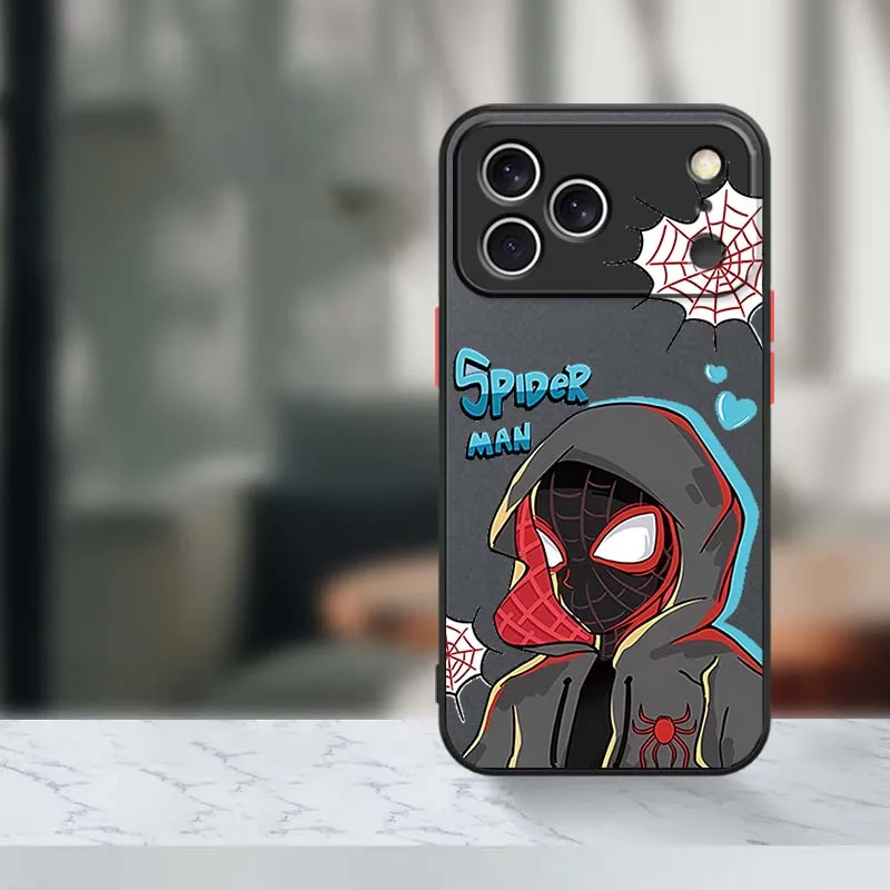 Marvel Spiderman Avengers Cool per Apple iPhone 17 Air 16 15 14 13 12 11 XS X Pro Max Plus Custodia per telefono traslucida satinata