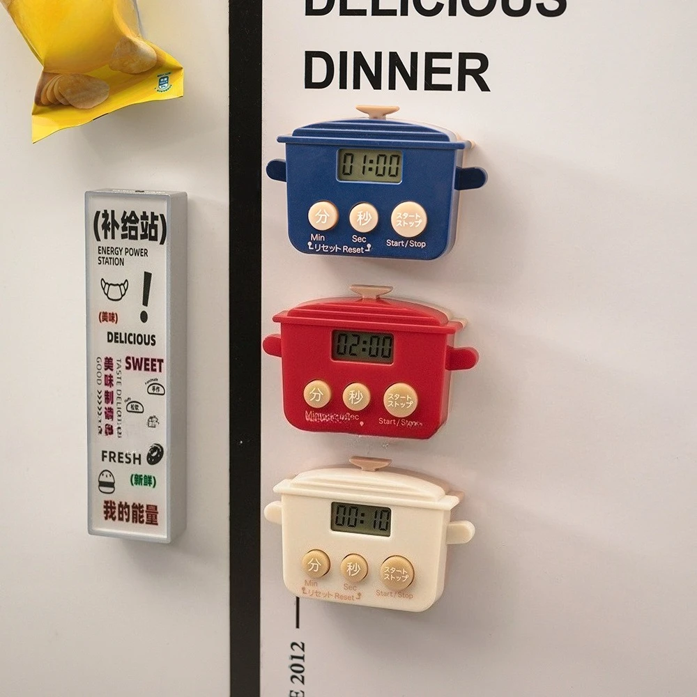 Cute Cooking Timer Fridge Magnets Japanese Enamel Pot Design Magnetic Sticker Diy Microwave Oven Decoration Kitchen Accessories