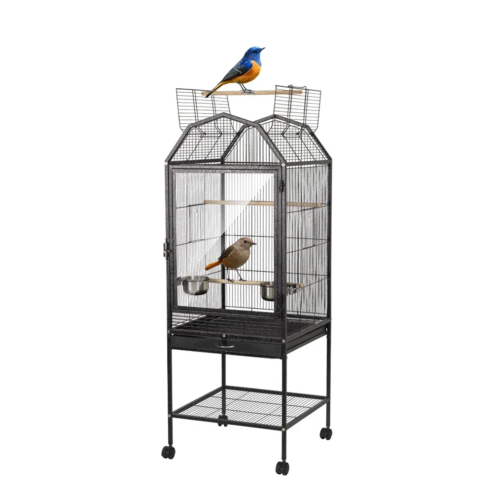 Custom Electroplated Wire Folding Pigeon Parrot Birds Breeding Cage New Large Simple Portable Canary Bird Cage