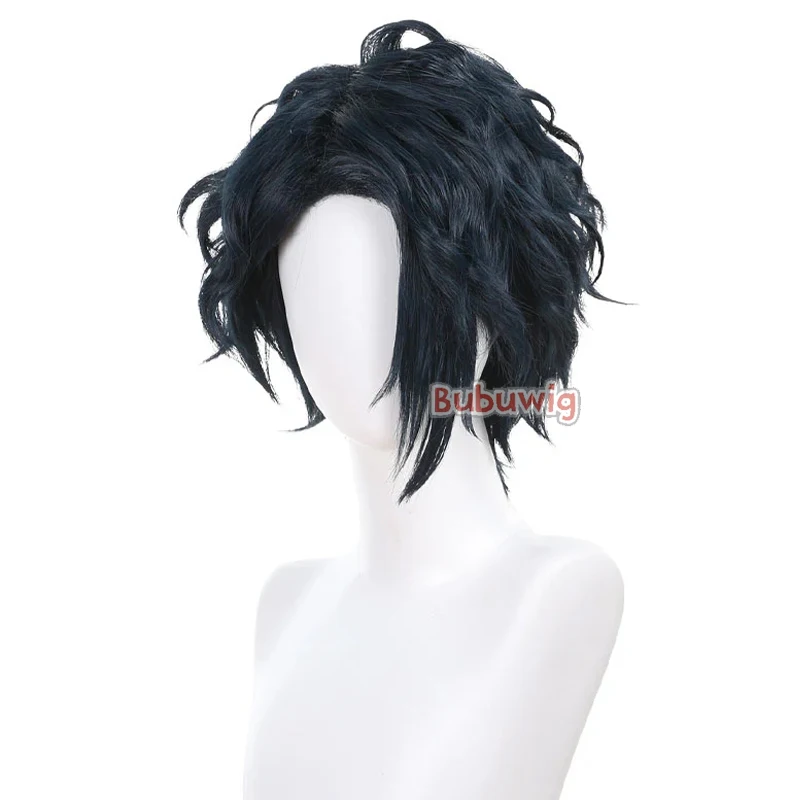 Bubuwig Synthetic Hair Sensei Cosplay Wigs No Longer Allowed in Another World Sensei 35cm Short Dark Blue Cos Wig Heat Resistant