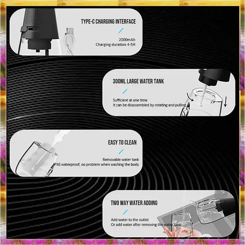 

Y26A Новый ирригатор для полости рта, ирригатор для воды, нить для зубов, стиральная машина для рта, 5 насадок, 3 режима, перезаряжаемый через USB