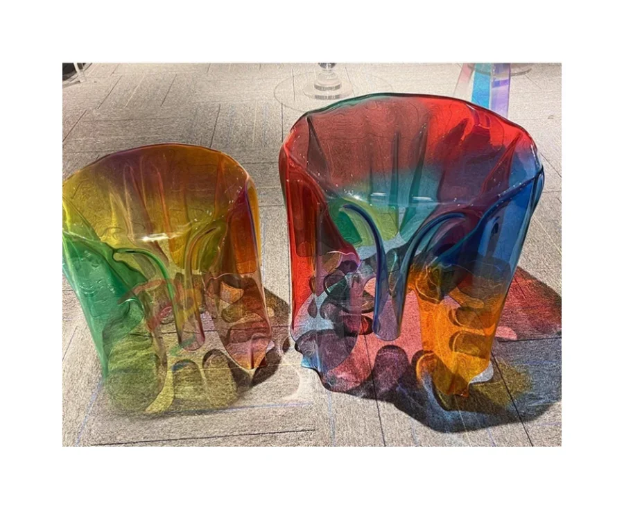 New Arrival Factory Outlet Custom Mall Round Table Furniture Acrylic Coffee Side Tables Rainbow Acrylic Side Table