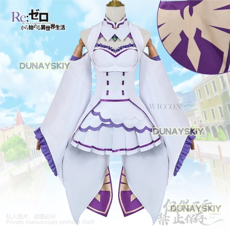 Anime Re Zero Kara Hajimeru Isekai Seikatsu Emilia Cosplay Lolita Dress Costume Wig For Halloween Christmas Party Cos Customized