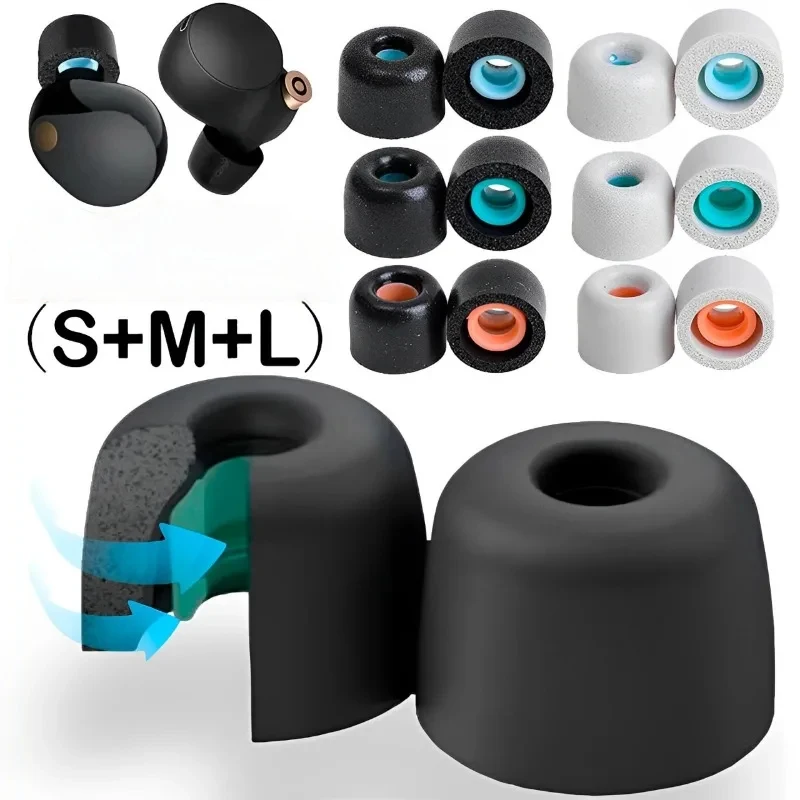 Memory Foam Earphones Ear Pads Case for Sony WF-1000XM4 WF-1000XM3 in-Ear Covers Earbud Tips Ear Caps Eartips Accessories S/M/L