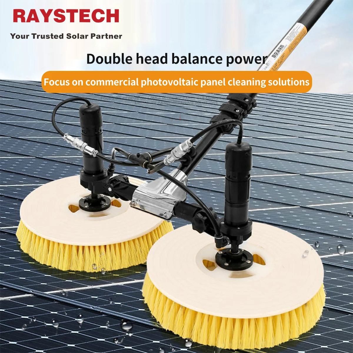 Double Head Roller Electric Cleaning Brush Rotary Cleaning Equipment 7.5m Length Solar Elektric Pv Brush For Solar Farm Cleaning