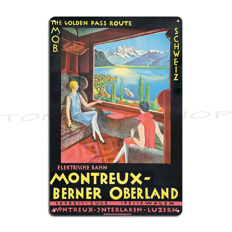 Letrero Metálico Vintage de Montreux, Suiza, para Decoración de Pared, Impresión Personalizada para Bares, Letrero de Hojalata, Póster