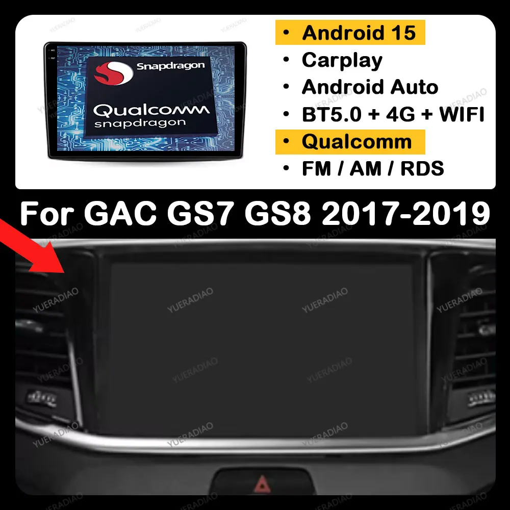 

Android 15 Car Radio For GAC GS7 GS8 2017 2018 2019 Qualcomm QLED Multimedia Stereo Video Player 4G WIFI GPS NAVI Head Unit 2DIN