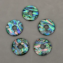 APDGG 5Pcs 30mm Natural Paua Abalone Shell Ping buckle Circle Beads Loose Beads For Pearl Necklace Bracelet Jewelry Making DIY