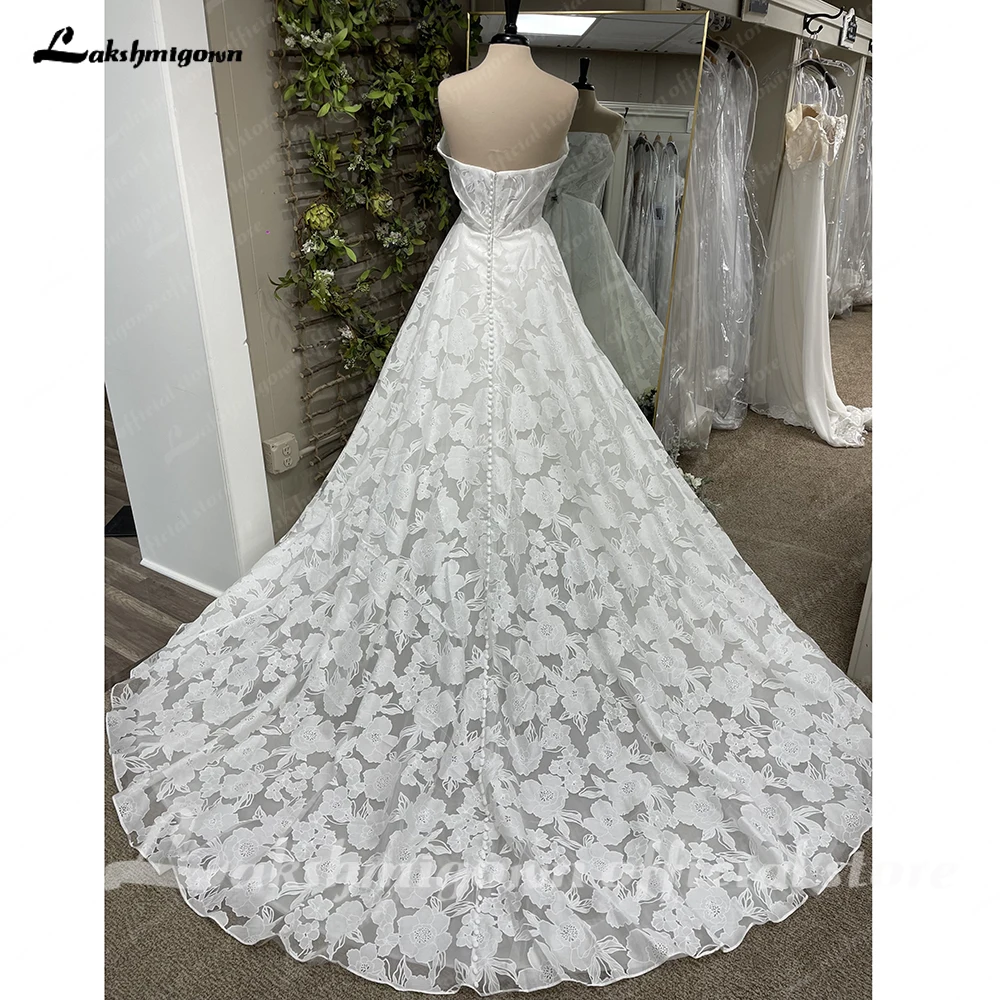 Roycebridal Strapless Pleat Wedding Dresses 2025 Customized Sleeveless Floral Appliques Lace Bridal Gowns abito da sposa