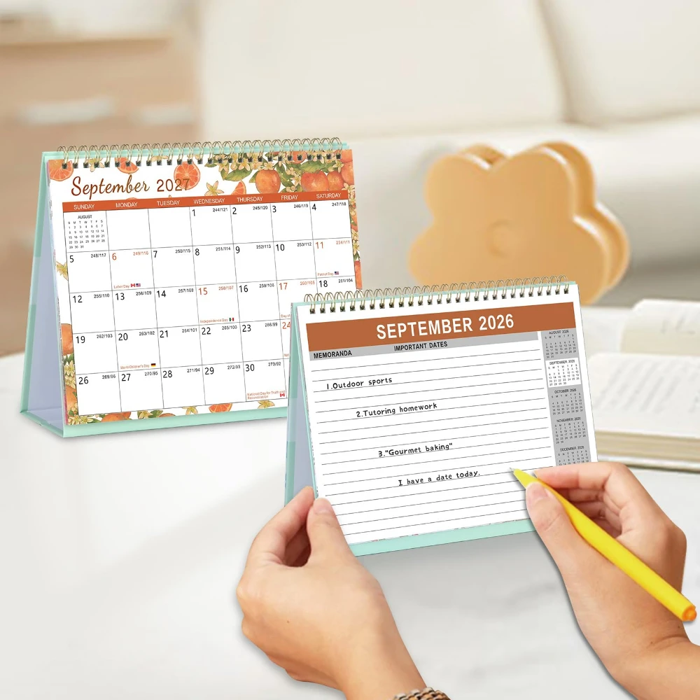 2027 Desktop Flip Calendar 12 Months Small Standing Up Planner Calendar Jan2027 Dec2027 Cute Home Office Desk Decor Monthly