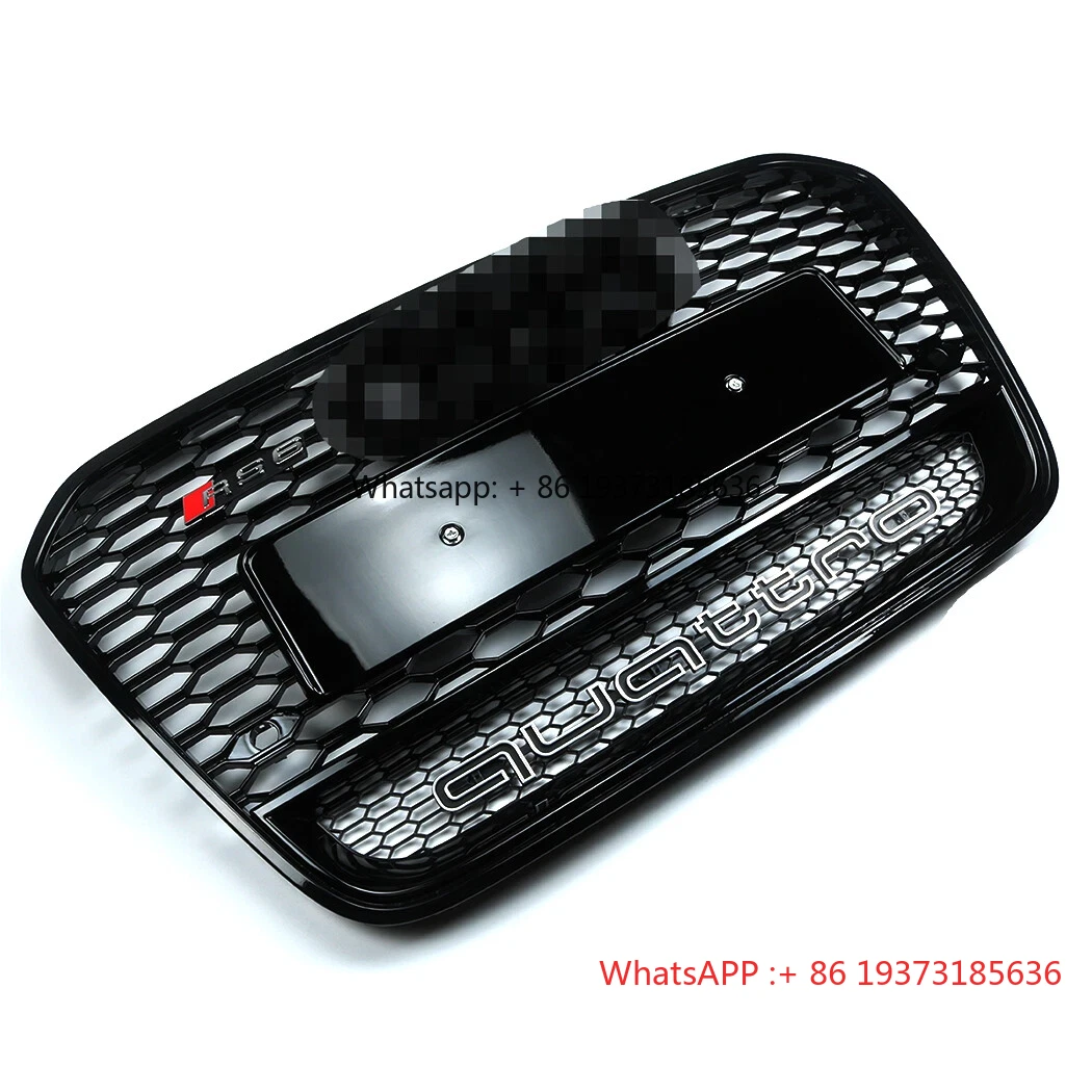 سيارة A6 S6 C7 شبكة سوداء لامعة RS6 نظرة المصد الأمامي العسل شواء مع Quattro لأودي A6 S6 C7 2012 2013 2014 2015