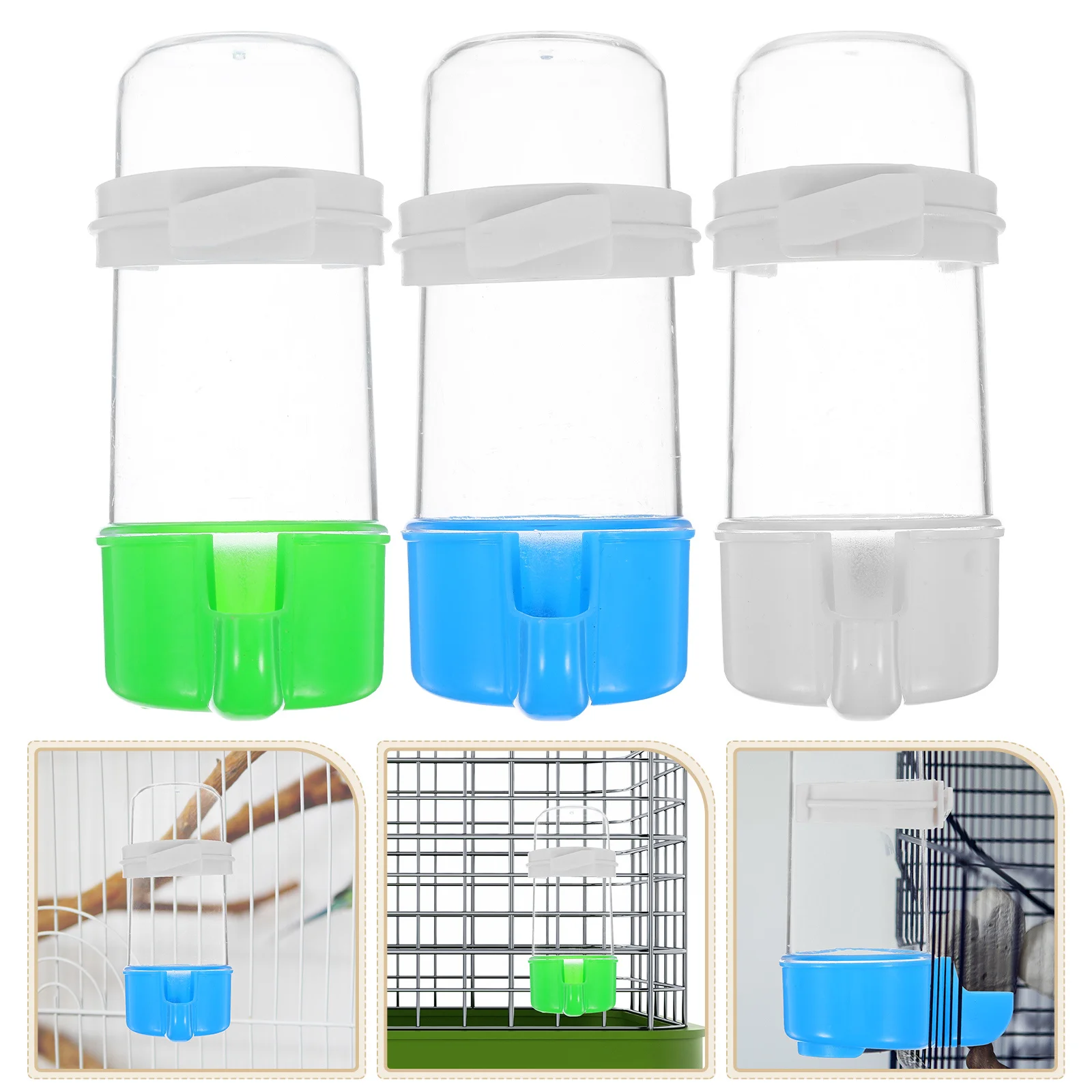 

3 Pcs Automatic Bird Water Feeder Waterer for Small Birds Cage Dispenser Drinking Fountain