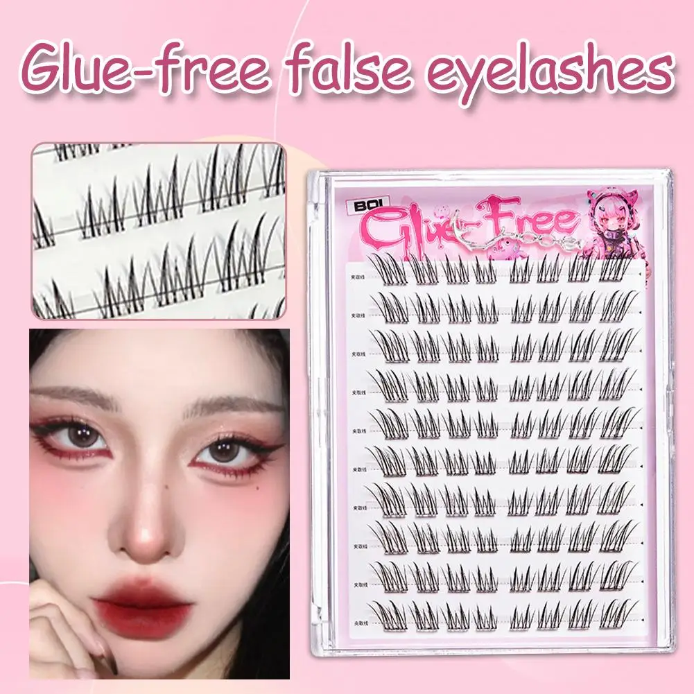 Faux cils volants obliques de style renard, avec grossissement par défaut, Type sans colle, yeux sectionnels, charme Fal Y0H4