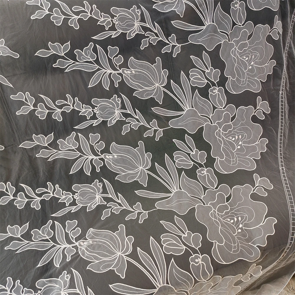 Spitze bestickter Stoff, High-End-Design, Handnähen, Hochzeitskleid, Modenschau, DIY, Weiß, Neu – Detail 5