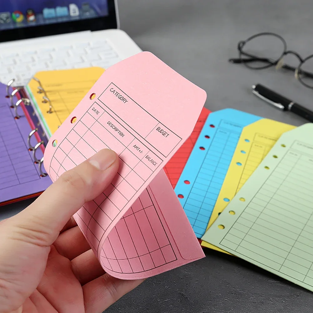 12pcs Budget Envelopes Vertical Layout Cardstock Cash Envelope for Money Saving Kawaii Loose Leaf Notebook Planner Inner Pages