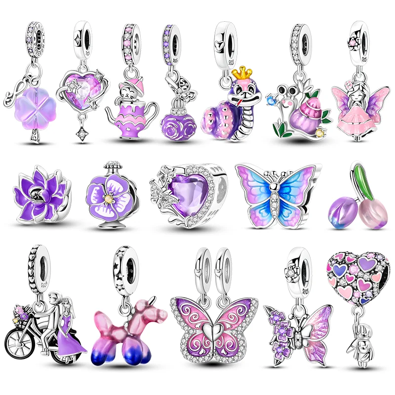 Neu IN 925 Sterling Silber Tulpe Motorrad Schmetterling Anhänger Charms Perlen Schmuck Fit 925 Original Armband Für Frauen DIY Geschenk