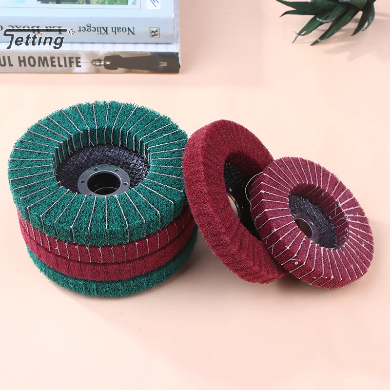 100/115/125mm Grinding Wheel For Angle Grinder Nylon Fiber Flap Polishing Wheel Disc 5 Inch Non-Woven Grinding Wheel Metal Wood