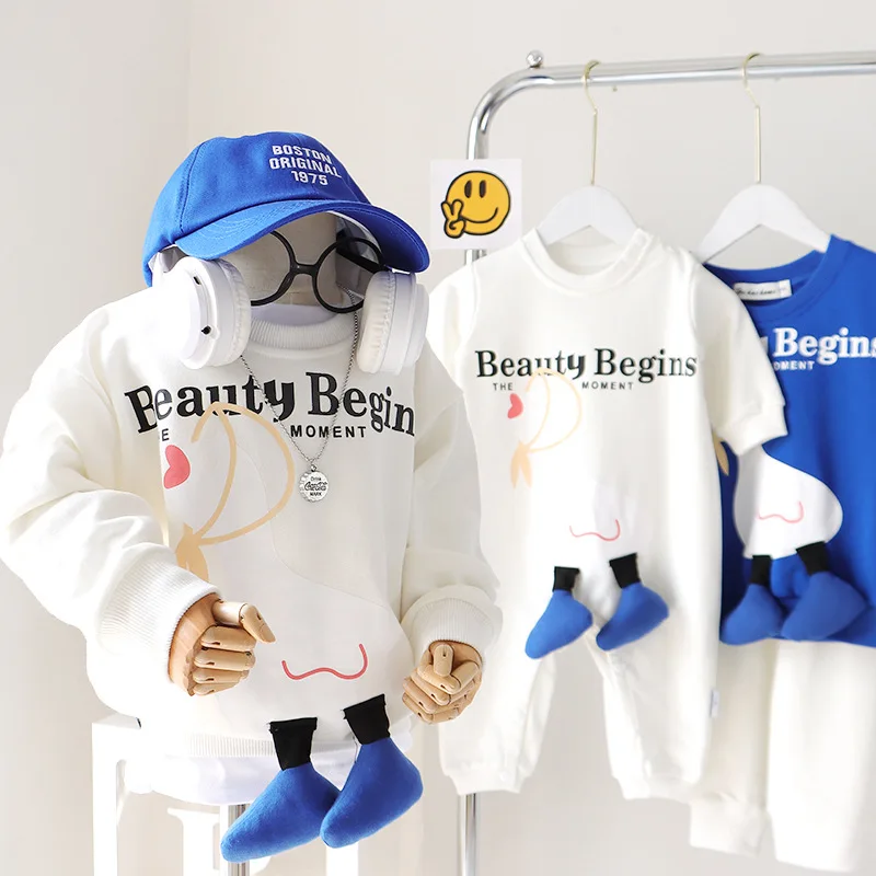 Family Sweatshirts For Father Mother And Daughter Son Matching Hooded Sweatshirt Baby Bodysuit Fashion Korean Kids Clothes Tops