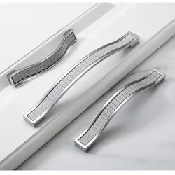 Nordic Rhinestone Crystal Drawer Aluminum Alloy Furniture Cabinet Handles Door Pulls Handle for Drawer Cupboard Kitchen Hardware