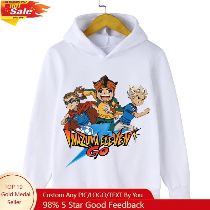 

Inazuma Eleven Go Print Hoodie for Children Anime Cartoon Hooded Sweatshirt Boys Girls Winter Fashion Warm Clothing Kids Clothes
