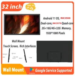 Wall Mount & Desktop 32 Inch Android 11 Tablet Large Touch Screen Multi-media TV Player 7*24H Advertisement Display 1920*1080P
