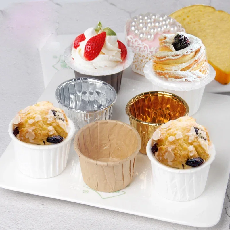 50pcs Treated Paper Souffle Portion Cups for Measuring Cupcake Cup Baking and High Temperature Cup Household Cake Cup Mould