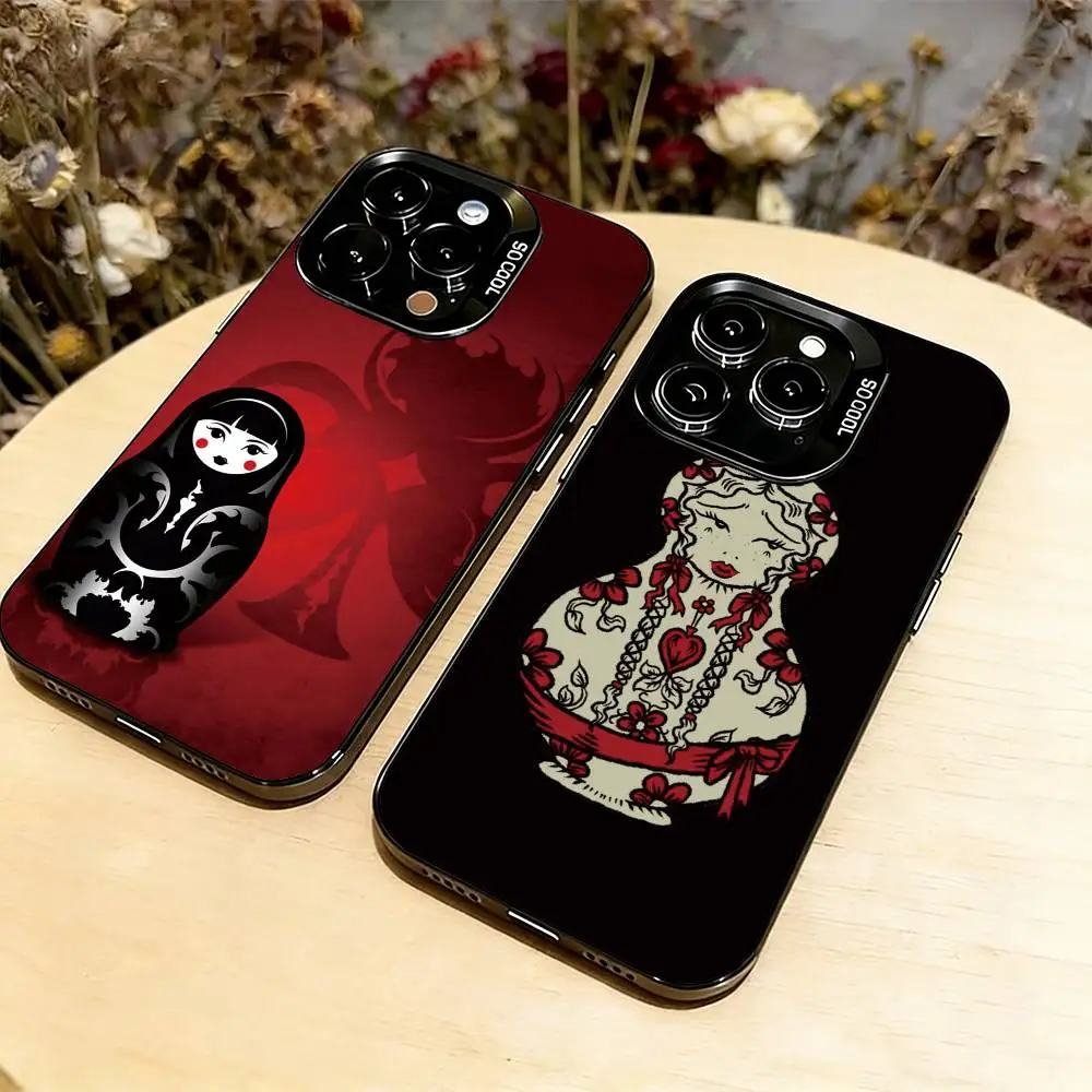 

Russian Dolls Matryoshka Phone Case For iPhone 17,16,15,14,13,12,11 Plus,Pro Max,XS,Colored Silver Plated Inside Cover
