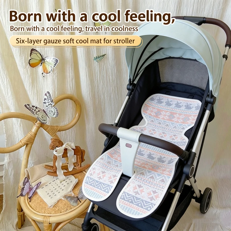 

Summer Breathable Cooling Stroller Pad, Ice Silk Skin-Friendly Baby Carriage Seat Liner, Washable Portable Stroller Cushion