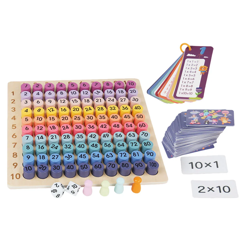 99 Multiplication Board Wooden Game Toy Kid Games Flash Cards Montessori Concept