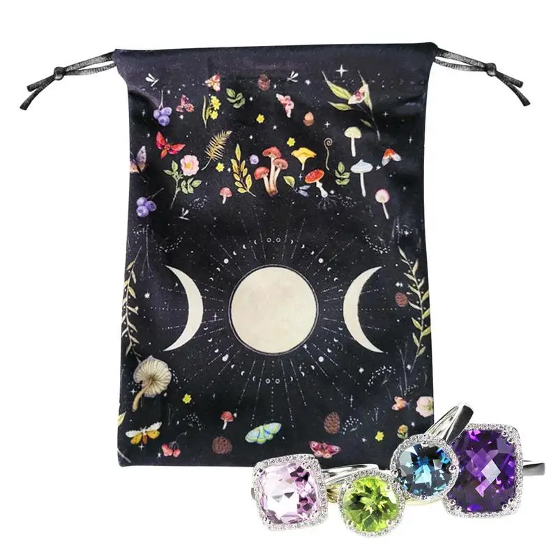 1pcs 13cmx18cm Tarot Card Pouch Card Storage Bag Moon Phase Pattern Tarot Pouch With Drawstrings Tarot Deck Storage Holder