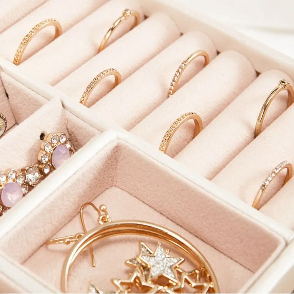 PU Leather Jewelry Packing Bag Rings Necklace Bracelet Earrings Jewelry Holder Organizer Multi-layer Square Jewelry Box Vacation