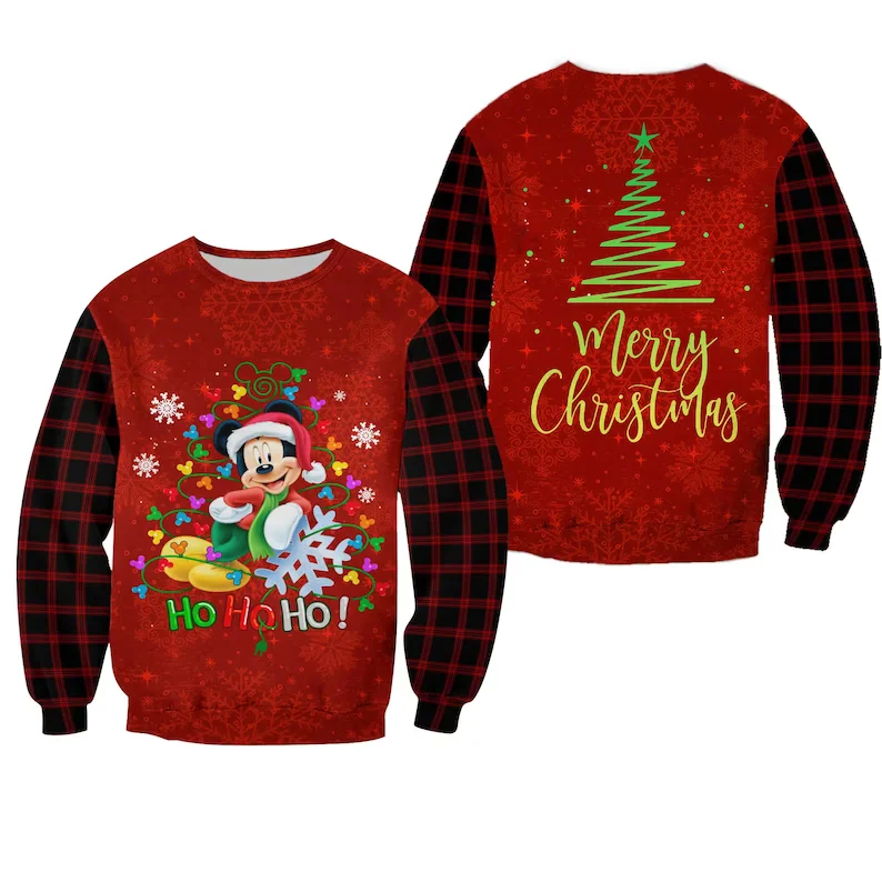 

Mickey Minnie Santa 3D printed crewneck Pullover Disney Christmas crewneck top Sweatshirt Unisex Disney 3D hoodie