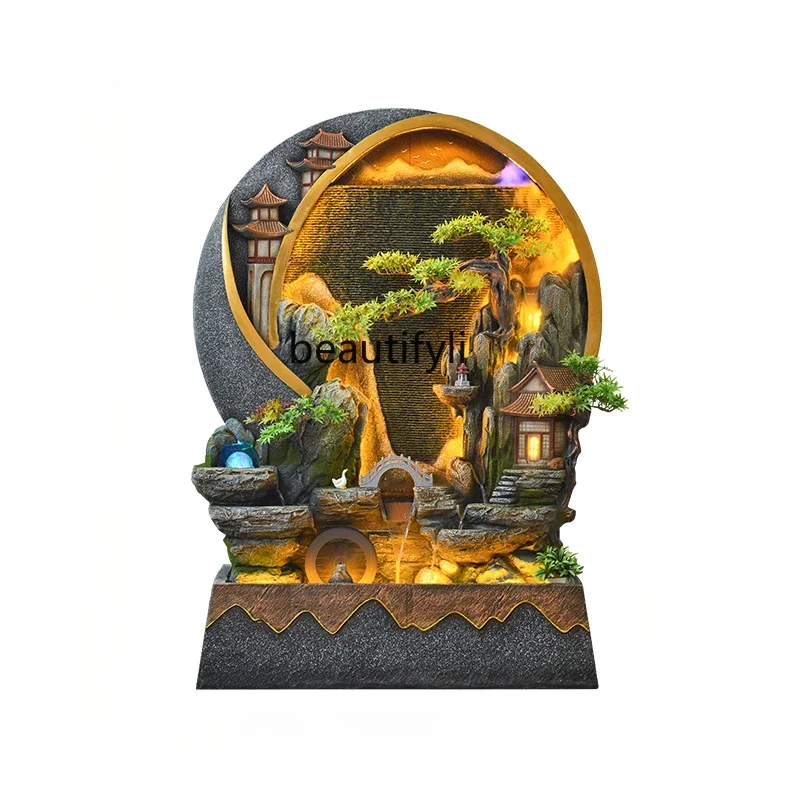 

Rockery fountain water scene screen ornament courtyard water curtain wall lucky feng shui wheel decoration