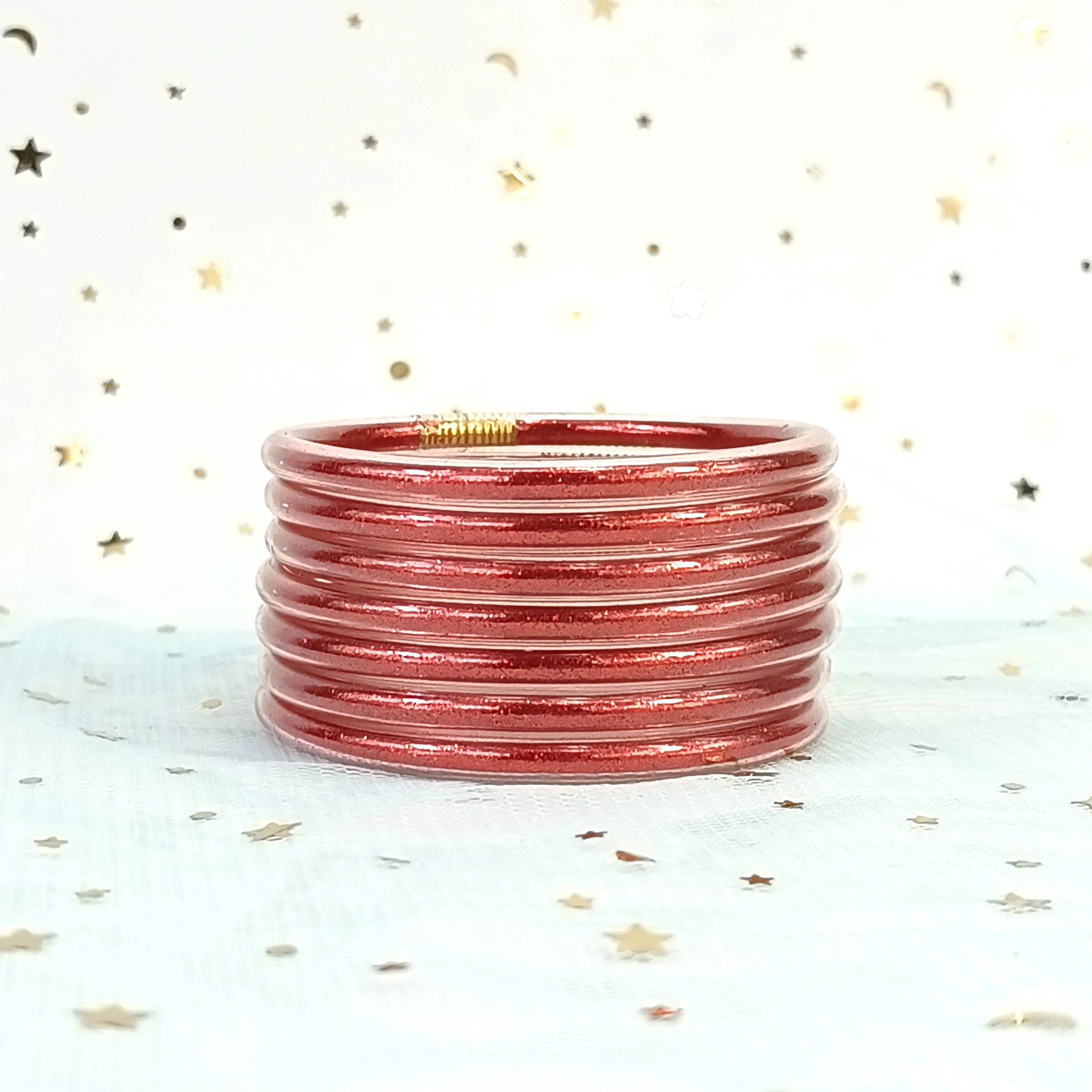 7PCS 5mm Jelly Christmas Bracelet - Women's Buddha Soft Lightweight Stacked Gift with Rich Colors