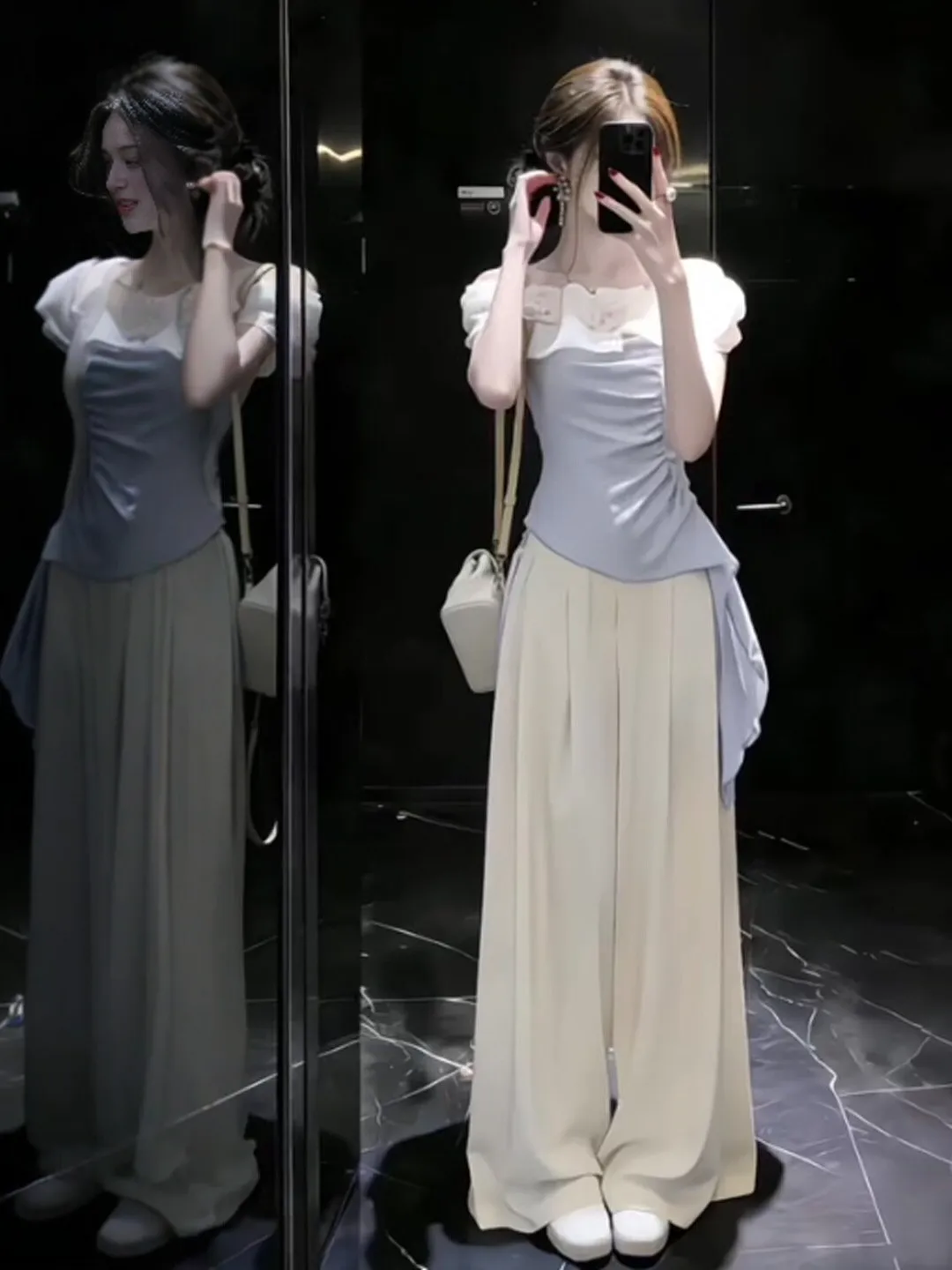 

Unique Shoulder Bared Casual Pants Two Piece Set Anti Aging Whole Set Summer 2026 Fashionable Women's Cotton T-Shirt And Pants