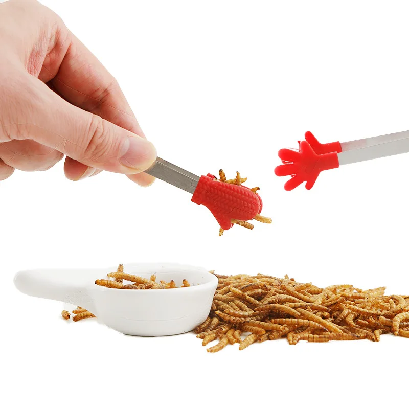 

Hamster Feeding Tongs Small Pet Food Clip Stainless Steel Tweezers with Silicone Tip for Mealworms Snacks Interactive Tool Toy