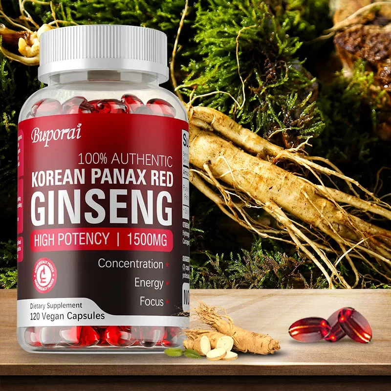 Korean Red Panax Ginseng Capsules - Increases Energy, Mood, Stamina & Performance Supports Mental HealthSupplements